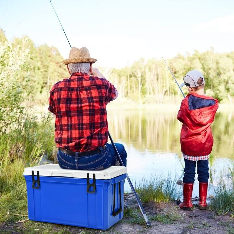 58 Quart Ice Chest Cooler for Camping Fishing Tailgating and Backyard Parties with Drain Plug - 27.5" x15.5" x16" (L x W x H)