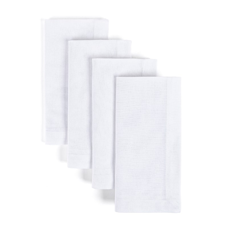 over&back Woven Chambray Cotton Cloth Napkins - Machine Washable (Set of 4) - White