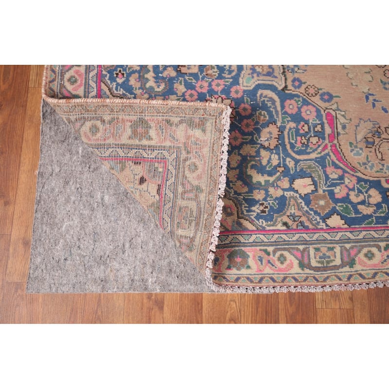 Mashad Persian Vintage Area Rug Handmade Wool Carpet - 6'7"x 9'11"