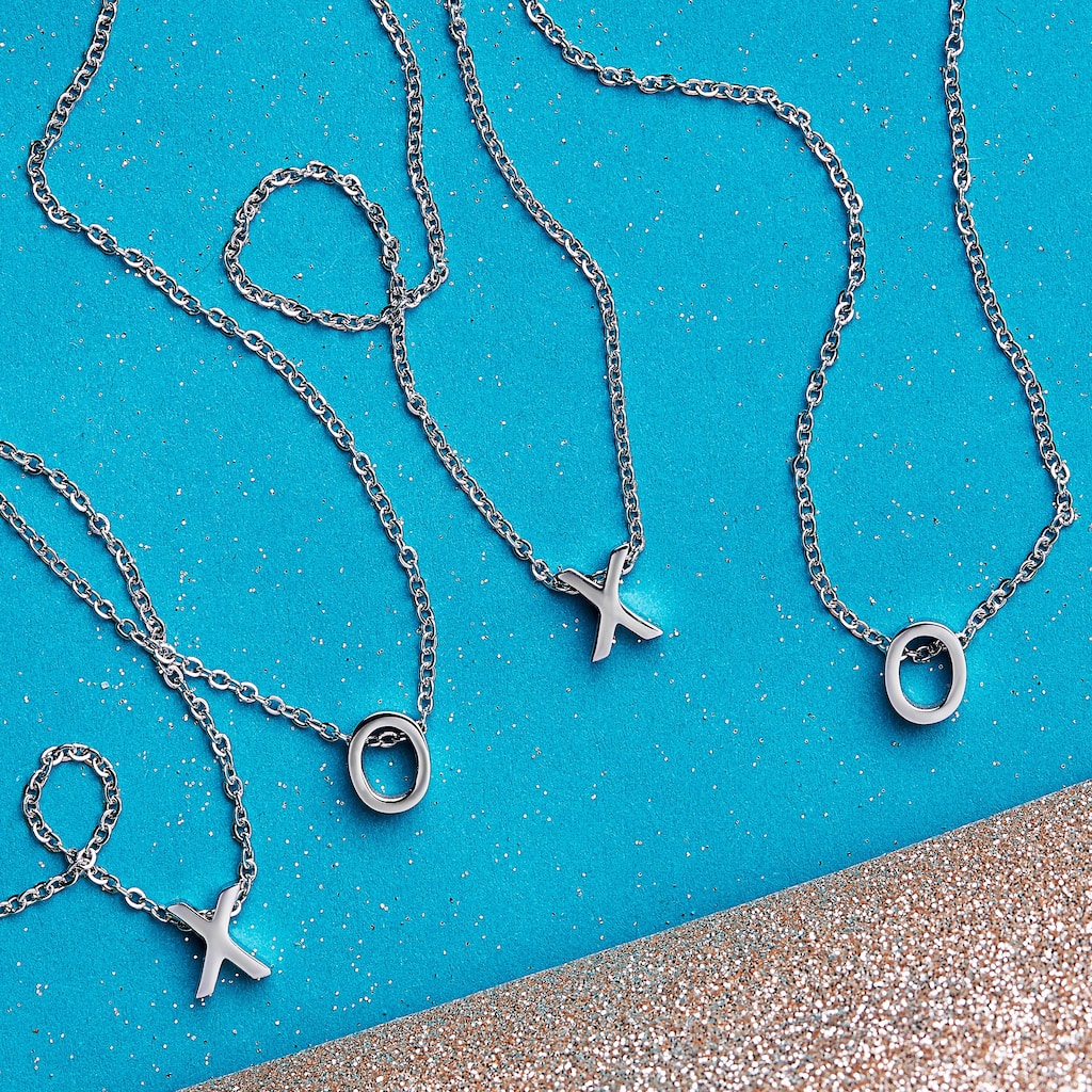 Women's Polished Initial Stainless Steel Pendant Necklace - 18"