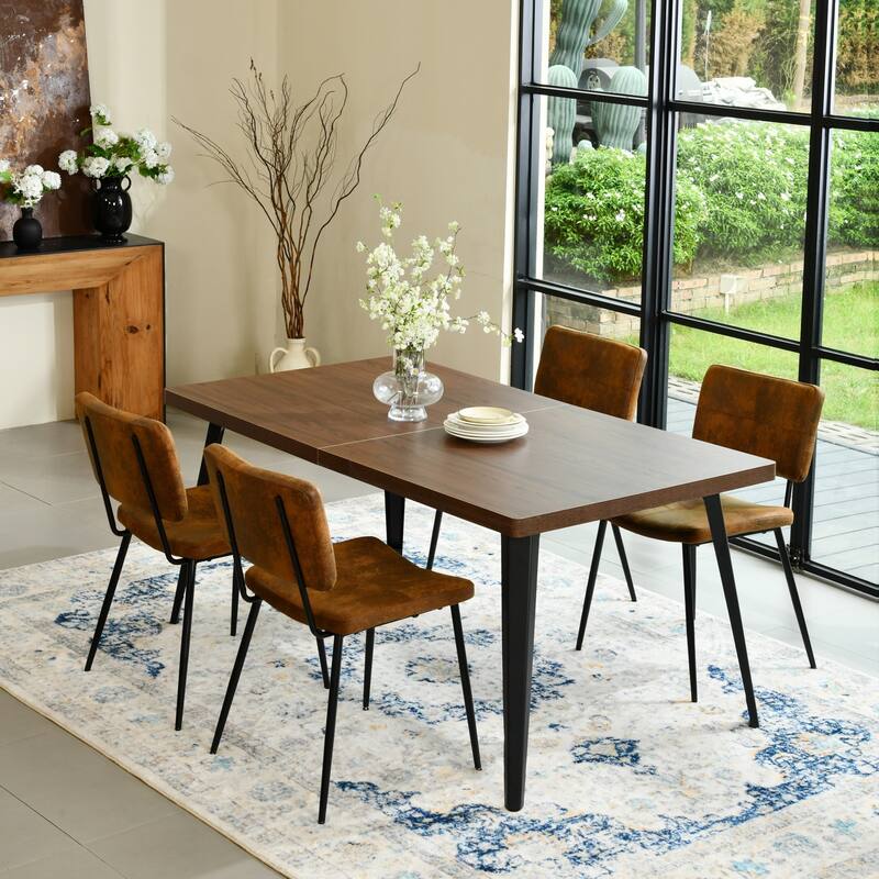 Homy Casa 5-Piece Modern Dining Set with Rectangular Table and Upholstered Side Chairs