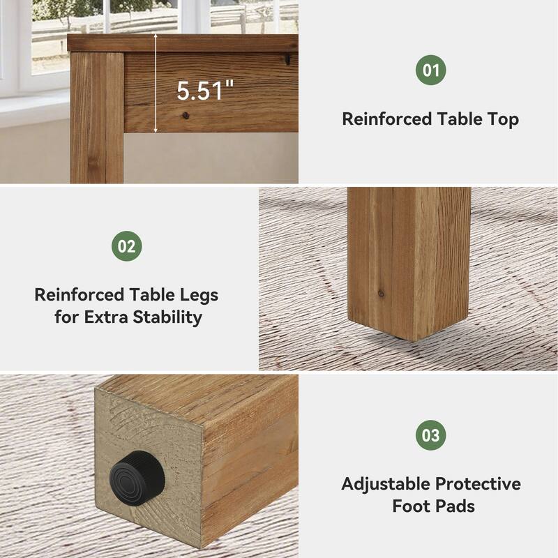 6.5 ft Solid Wood Conference Table, 78.7" Rectangular Meeting Table