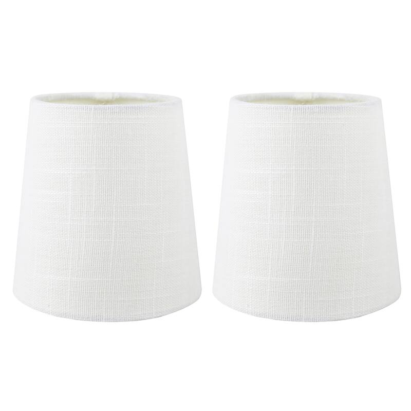 Meriville Linen Clip On Chandelier Lamp Shades, 3.5-inch by 4.5-inch by 4.5-inch - Set of 2 - Off-White