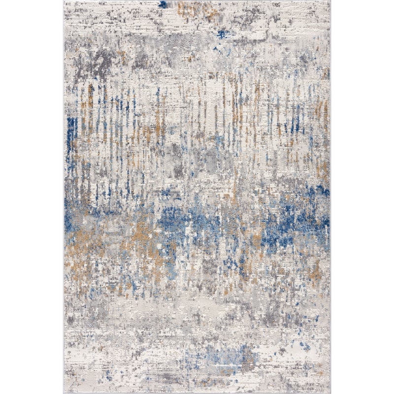 Abani Dun Contemporary Grey and Blue Landscape Indoor Area Rug