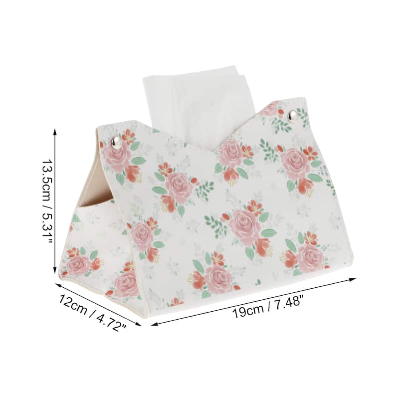 1Pcs Durable Flower Pattern Tissue Box Cover for Living Room Table Desk White Red - White Red - White Red