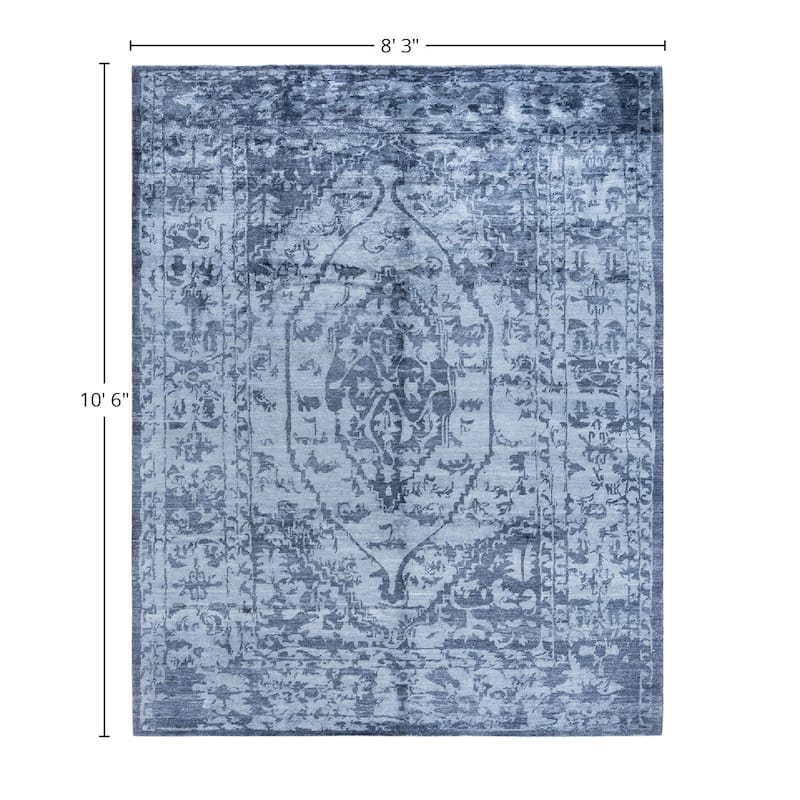 Modern One-of-a-Kind Hand-Knotted Area Rug - White, 8' 3" x 10' 6" - 8' 3" x 10' 6"