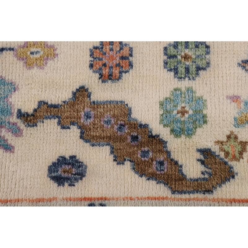 Light Blue & Ivory Floral Oushak Indian Rug Hand-Knotted Wool Carpet - 8'8"x 11'9"