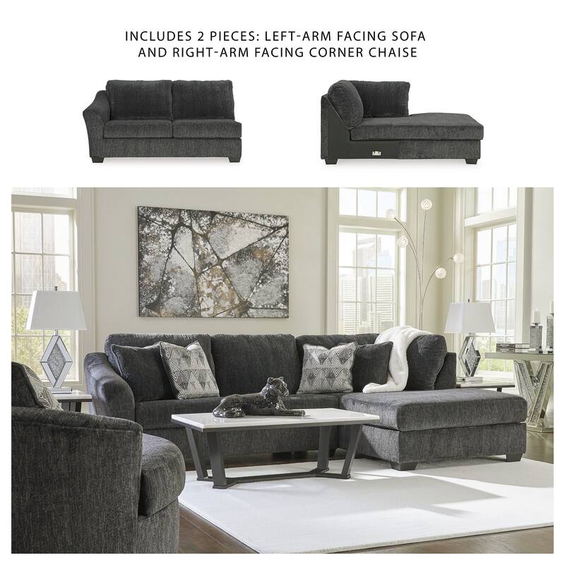 Signature Design by Ashley Biddeford Ebony 2-Piece Sectional with Chaise - 120"W x 75"D x 40"H