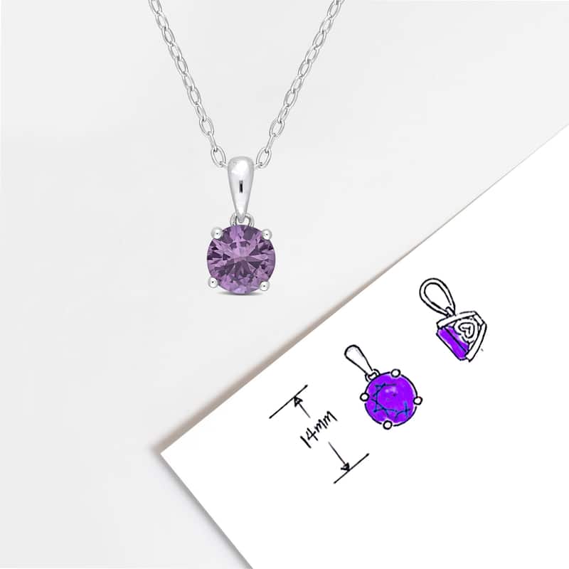 Miadora Birthstone Gemstone Heart Design Solitaire Necklace Sterling Silver
