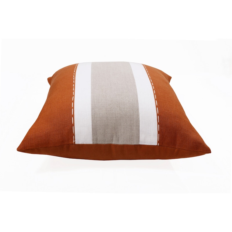 Sevita Hand-Woven Striped Linen Throw Pillow, 20" x 20"