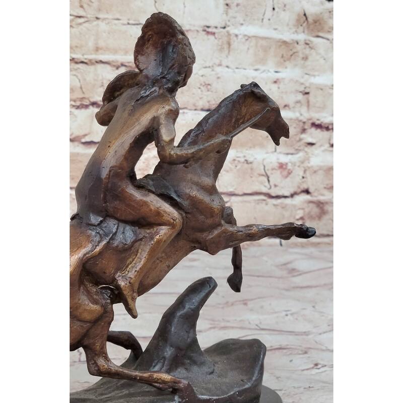 Warrior Frederic Remington Bronze Statue Sculpture Native American Horseman 9 Inches X 10 Inches