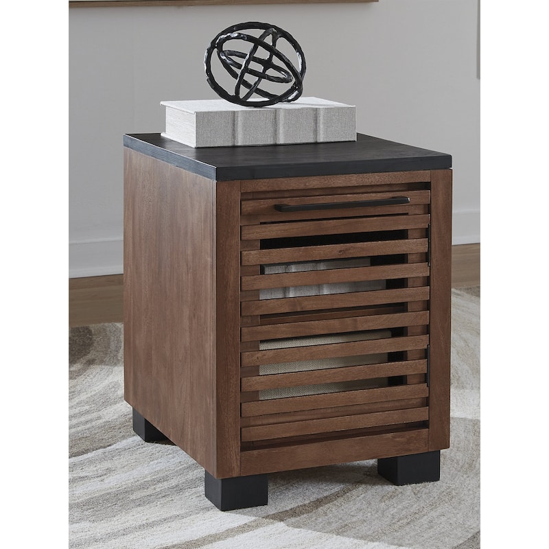 Signature Design by Ashley Kallari Black/Brown Chairside End Table - 18.13" W x 22.25" D x 24" H