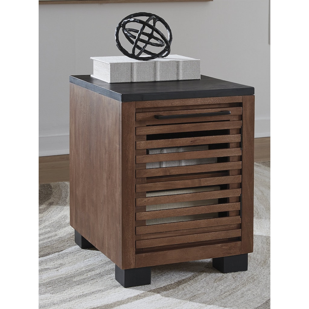 Signature Design by Ashley Kallari Black/Brown Chairside End Table - 18.13" W x 22.25" D x 24" H