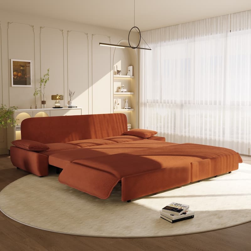 94.5" Corduroy Convertible Pull Out Sofa Bed