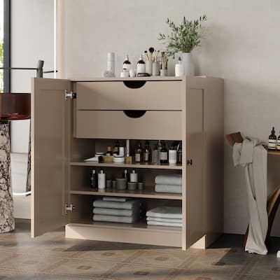 Palace Imports 100% Solid Wood 32" Bathroom Storage Cabinet with Shaker Doors, 2-Drawers and Adjustable Shelves