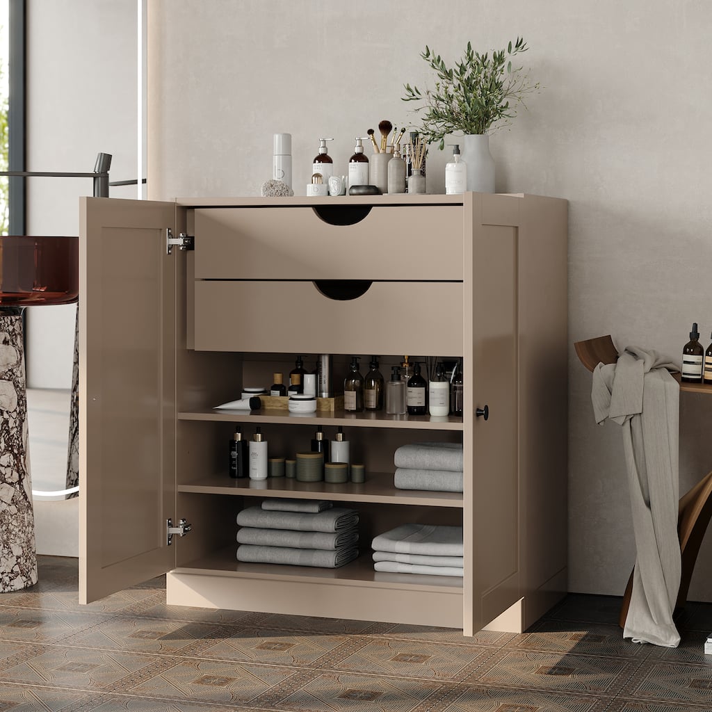 Palace Imports 100% Solid Wood 32" Bathroom Storage Cabinet with Shaker Doors, 2-Drawers and Adjustable Shelves