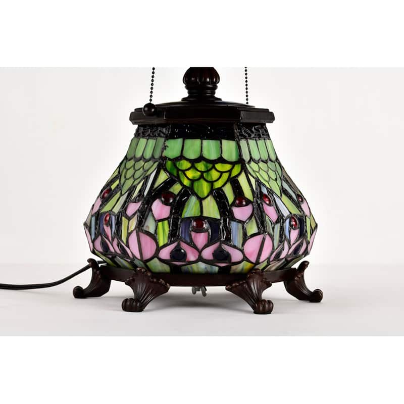 Tiffany-style Peacock Lantern Table Lamp