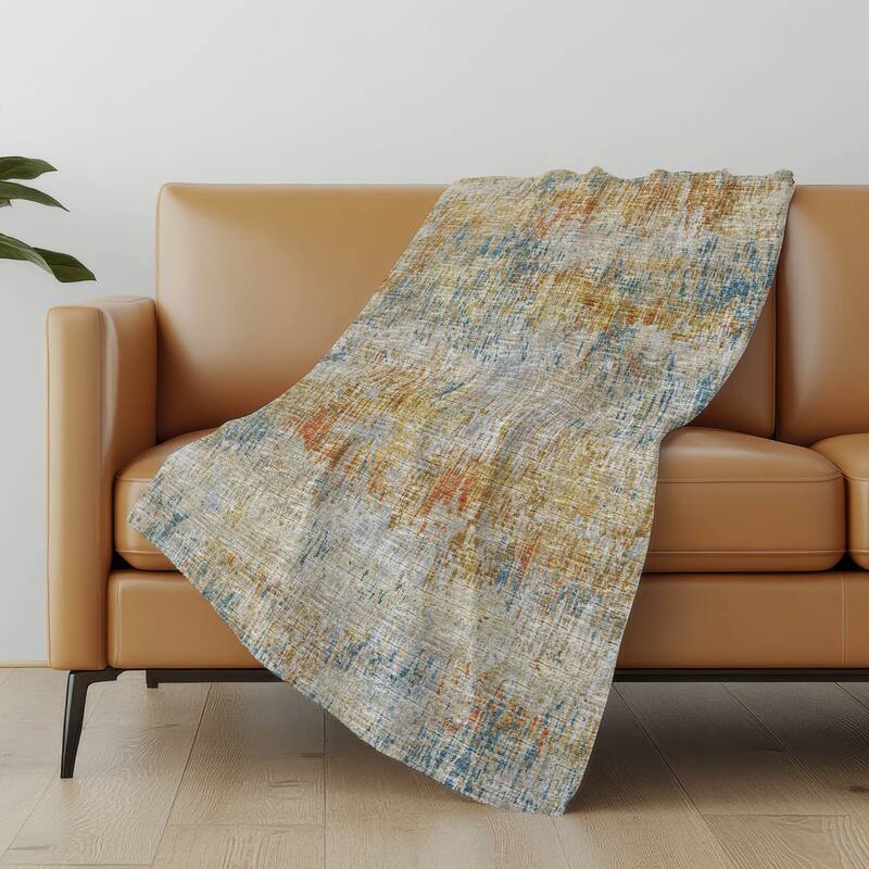 Premium Machine Washable ASB66 Abstract Ombre Sherpa Throw Blanket - Gilded - 4'2" x 5'10"