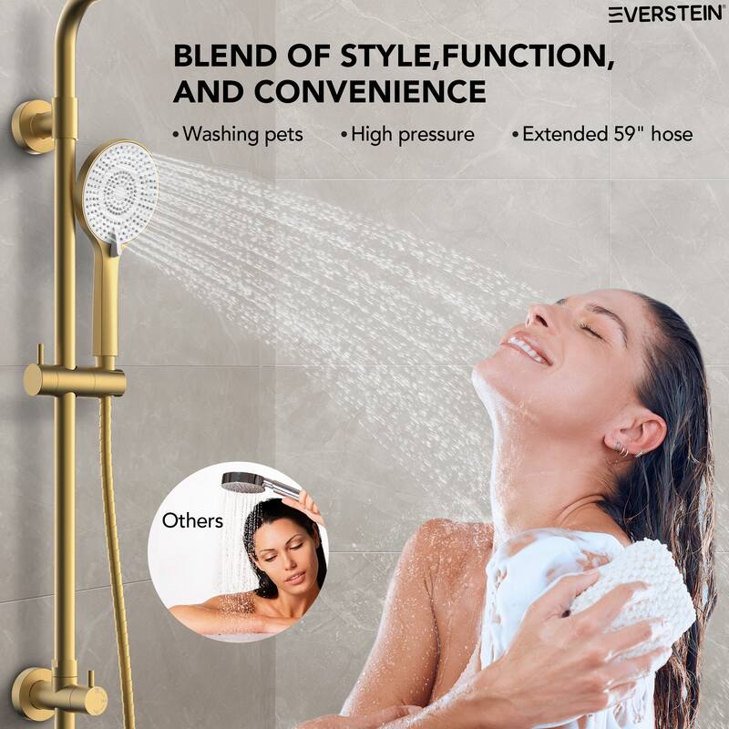 Wall Mount Pressure-Balanced Shower System 10"Rainfall Shower Head with Slider Bar Handheld