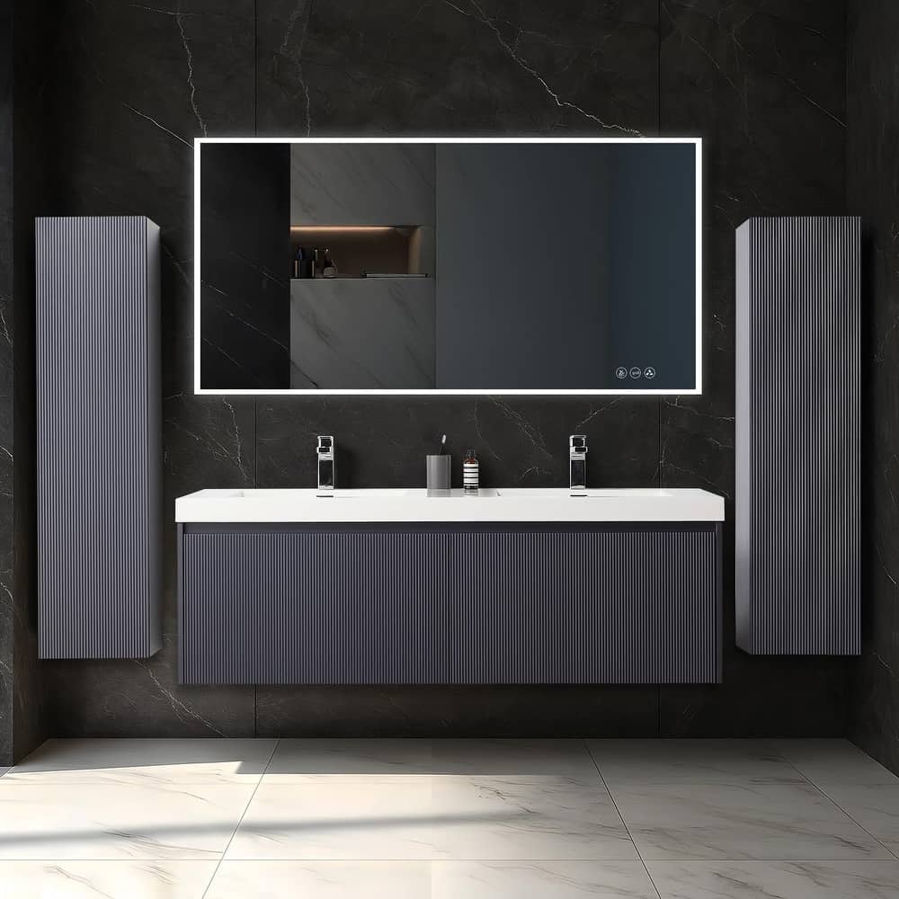 Blossom Positano 60" Floating Double Sink Vanity with Side Cabinets
