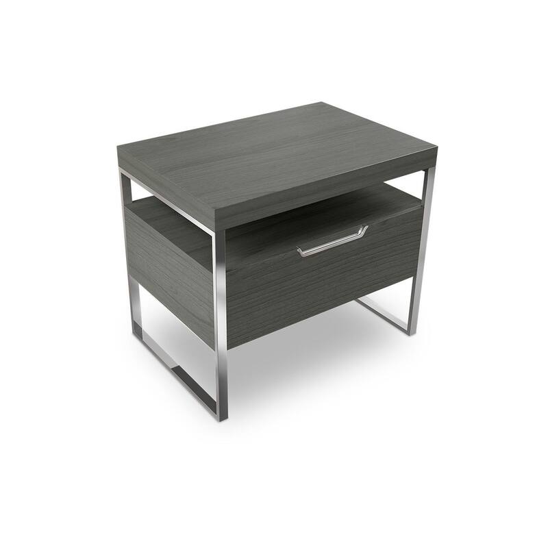Vant Wooden Night Stand - Grey - Silver Leg