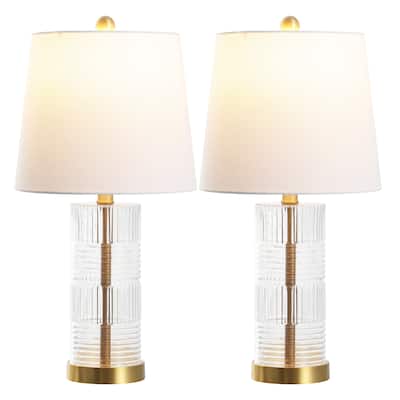 SAFAVIEH Lighting Faille 22-Inch Glass Table Lamp (Set of 2) - 11"W x 11"D x 22"H