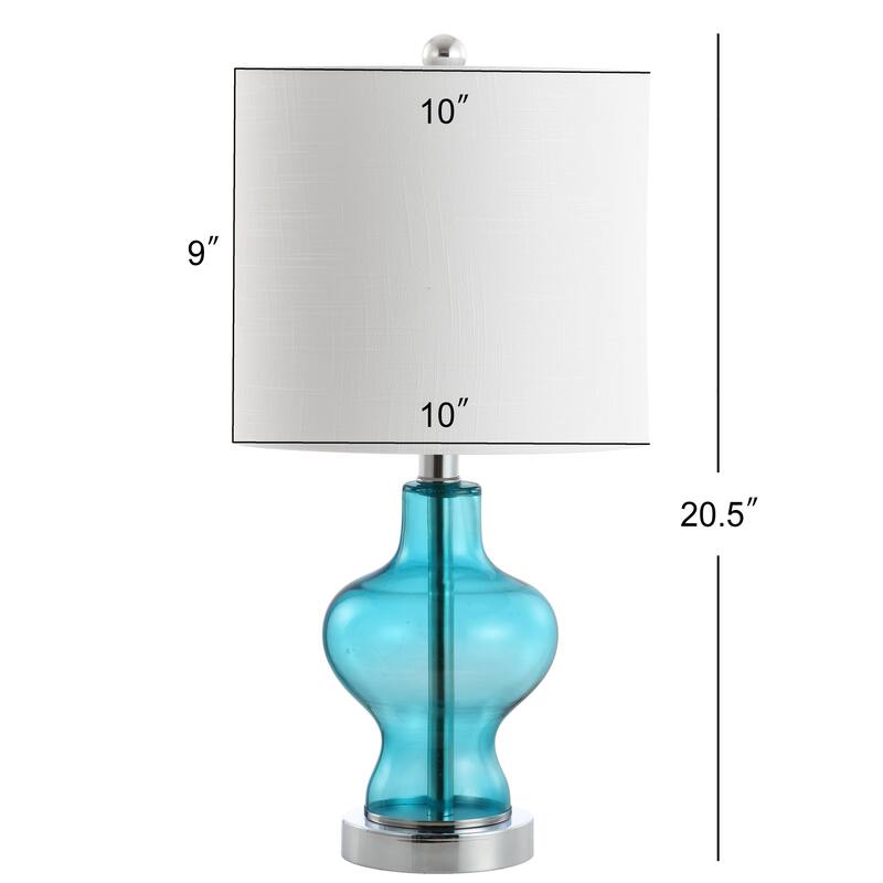 Guardian 20.5" Glass/Metal LED Table Lamp, Aqua by JONATHAN Y