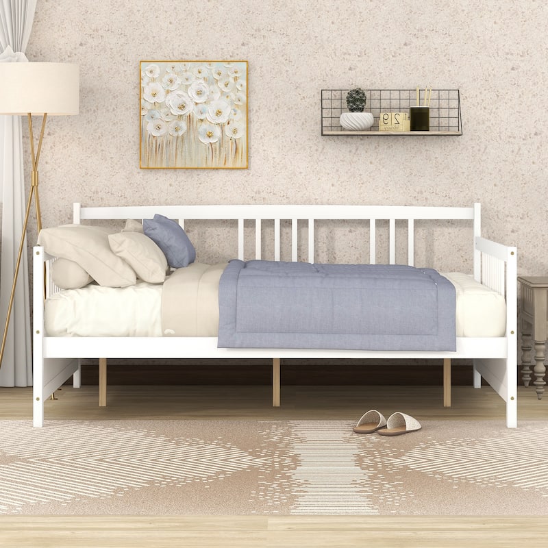 Full Size Daybed with Support Legs, White - Multi-functional Furniture for Bedroom or Living Room