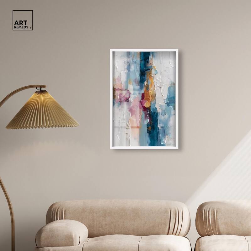 Petal Pink and Ocean Blue II Shadowbox by Art Remedy