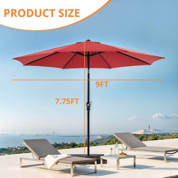 dimensions of 9 ft patio umbrella Amazon.com : Blissun 9' Outdoor Patio Umbrella, Outdoor Table Umbrella, Yard  Umbrella, Market Umbrella with 8 Sturdy Ribs, Push Button Tilt and Crank  (Tan) : Patio, Lawn & Garden