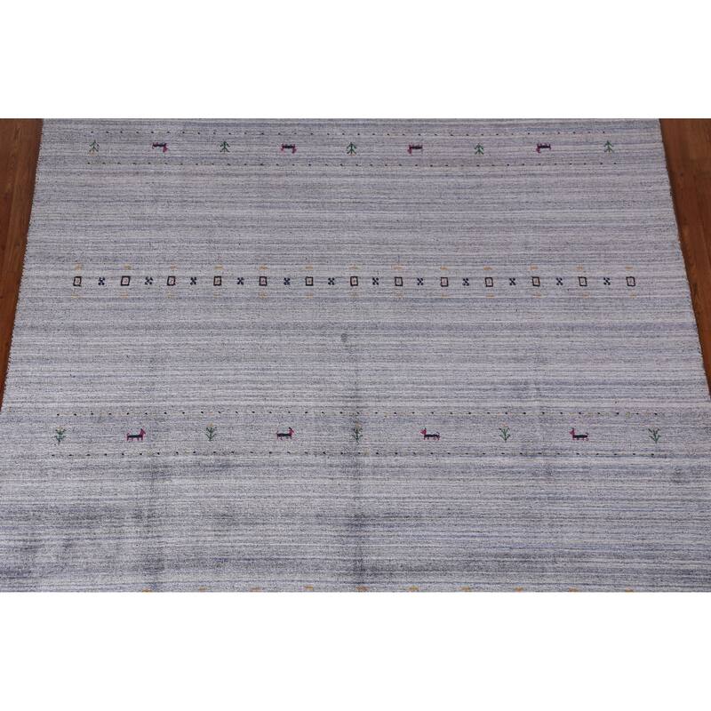 Hand Knotted Oriental 100% Wool Carpet Tribal Tribal Multi-Colored Gabbeh Area Rug - 9' 8'' X 7' 10''