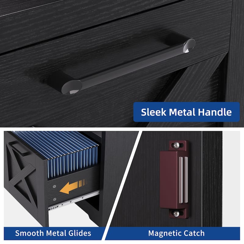 Moasis 59-inch Computer L-shaped Desk with Monitor Stand and Cabinet, Executive Desk w/Power Outlets