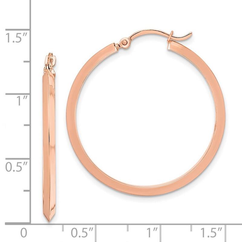 Curata 14k Rose Gold Polished Hoop Earrings - 32.75x31.75mm