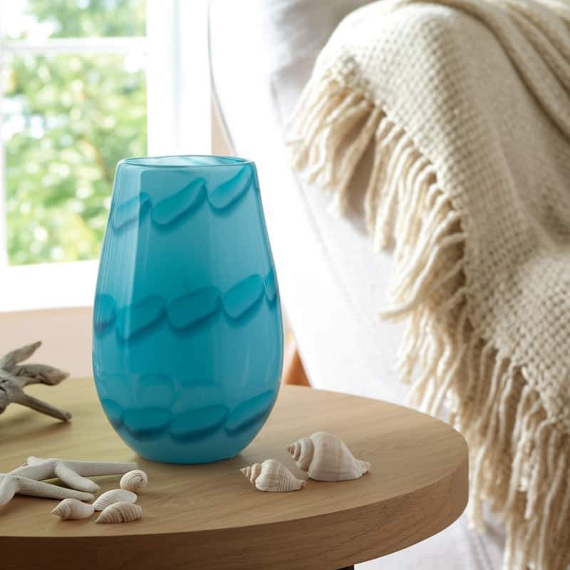 Glass Vases Coastal Style with Sculpted Detailing and Swirl Design