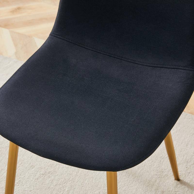 Set of 4 Modern Dining Chairs - Breathable Linen-Cotton Upholstery & Sturdy Integrated Metal Legs