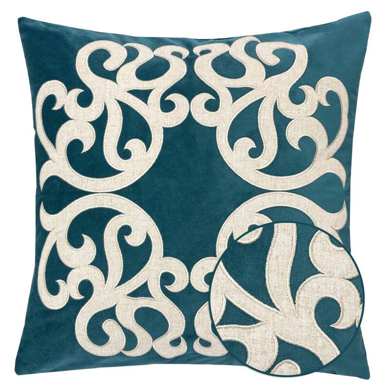 Vintage Vine Throw Pillow Set of 2, 20"x20" Polyester Velvet Cushion Covers with Hidden Zipper