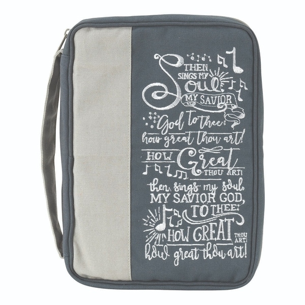 9” Gray “Then Sings My Soul My Savior God to thee” Religious Thinline Bible over - N/A