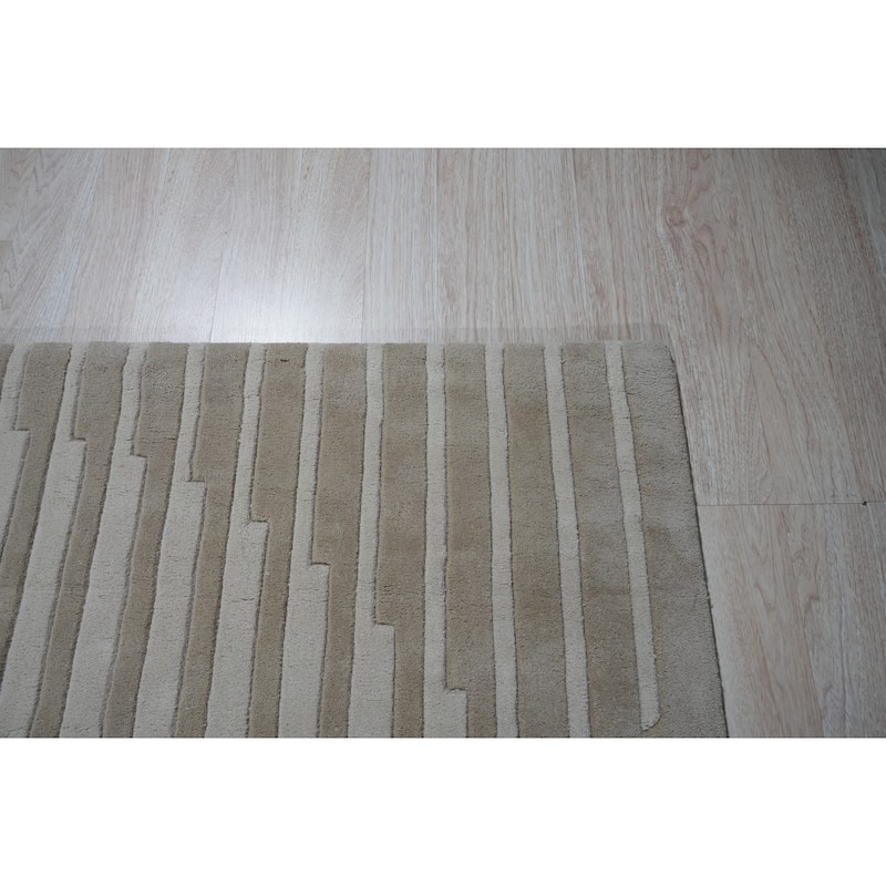 Beige Hand-Tufted Wool Modern Rug by EORC | Elegant and Luxurious Area