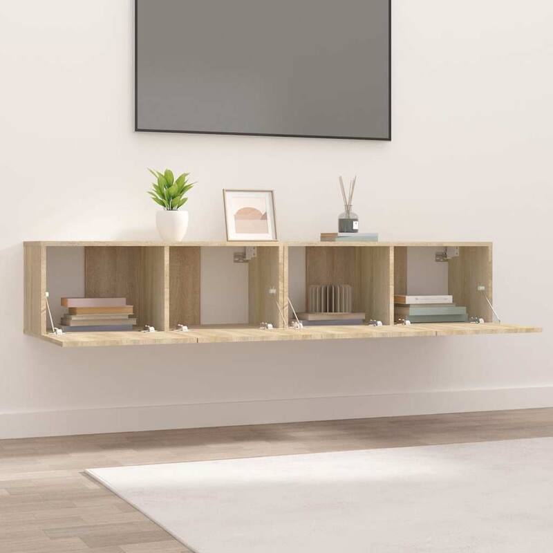 vidaXL TV Cabinet Set of 2 Sonoma Oak Engineered Wood - 13.8 x 31.5 x 15.7 in