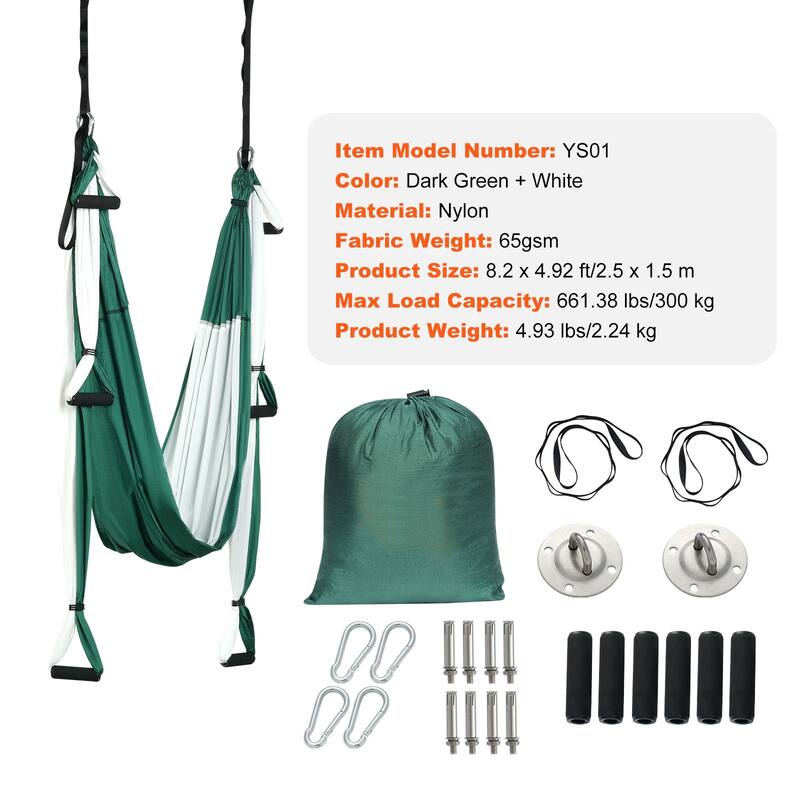 Aerial Yoga Swing Set, 2.7 Yards Yoga Hammock Hanging Swing Aerial Sling Inversion Fly Kit Trapeze Inversion Equipment