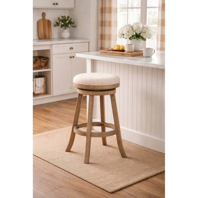 Fenton Swivel Backless Stool - Driftwood Wire-Brush - Bar Height