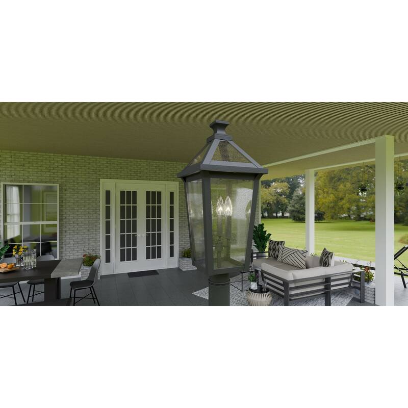 Boulevard 3-Light Matte Black Outdoor Post Lantern