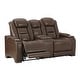 preview thumbnail 2 of 3, Signature Design by Ashley Man-Den Brown Leather Power Dual Reclining Loveseat