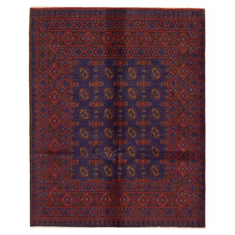 ECARPETGALLERY Hand-knotted Uzbek Kargahi Indigo Wool Rug - 5'0 x 6'1 - 5'0 x 6'1 - Indigo