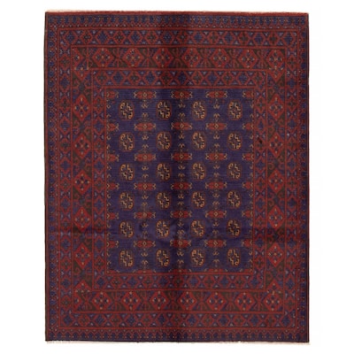 ECARPETGALLERY Hand-knotted Uzbek Kargahi Indigo Wool Rug - 5'0 x 6'1