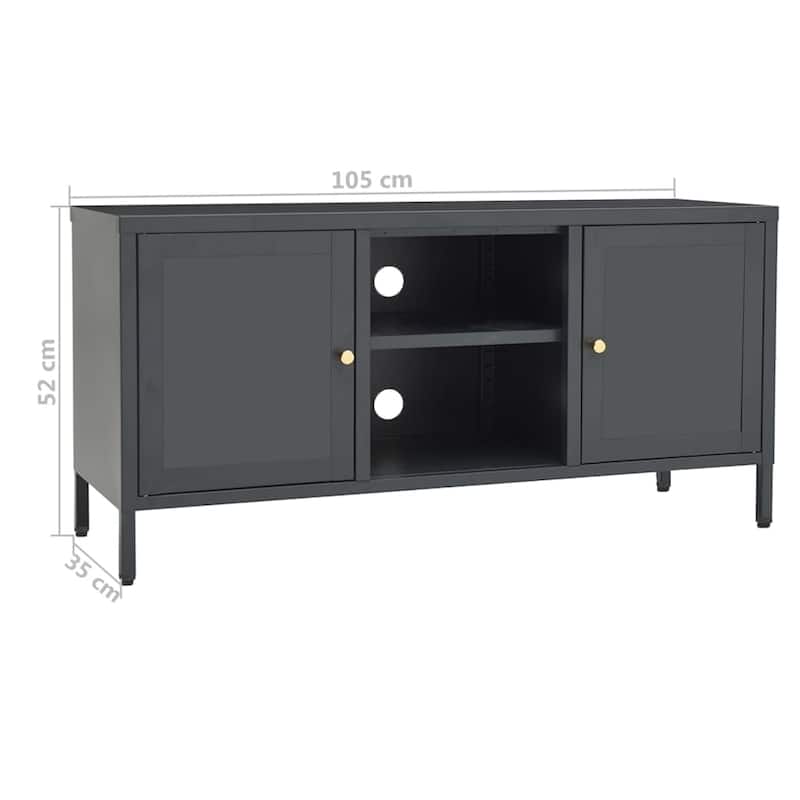 vidaXL TV Cabinet Anthracite 41.3"x13.7"x20.4" Steel and Glass - 41.3" x 13.7" x 20.4" - 41.3" x 13.7" x 20.4"