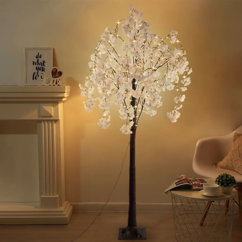 6ft Lighted Cherry Blossom Tree Floor Lamp for Christmas
