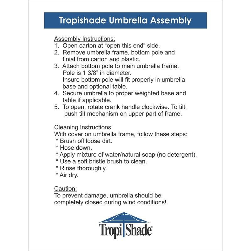 Tropishade 9' Market Umbrella with Sunbrella 5443 Basil