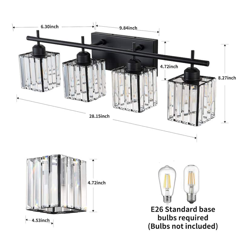 Starsky 3/4-Light Modern Dimmable Bathroom Crystal Vanity Light Wall Sconces with Crystal Shade