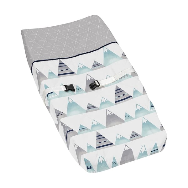 slide 2 of 6, Sweet Jojo Designs Changing Pad Cover for the Grey and Aqua Mountains Collection